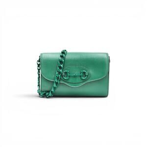 Gucci Mini Horsebit 1955 Shoulder Bag with Extra Strap in Green Leather